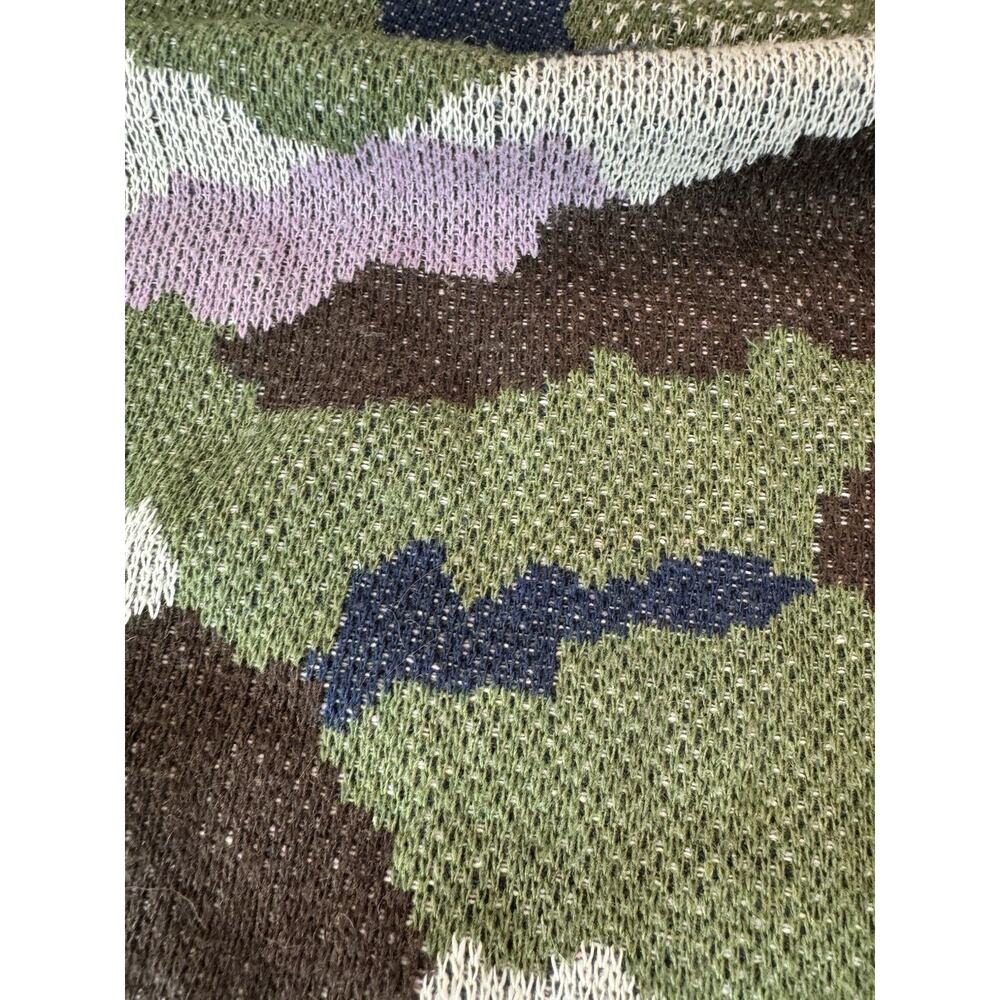 Oddi Camo Knit Hoodie Sweater Large Green Purple Navy Pullover Casual Streetwear - Picture 8 of 11
